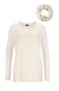 Damen-Pullover mit Loopschal creme