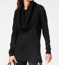 Damen-Pullover mit Loopschal schwarz