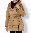 Daunenjacke mit Wollbesatz camel