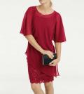 Designer-2-in-1-Kleid mit Spitze rot