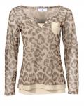 Designer-2-in-1-Meshshirt mit Pailletten beige