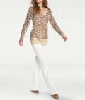 Designer-2-in-1-Meshshirt mit Pailletten beige