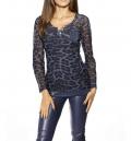 Designer-2-in-1-Meshshirt mit Pailletten marine