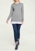 Designer-2-in-1-Pullover grau-melange