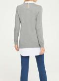 Designer-2-in-1-Pullover grau-melange