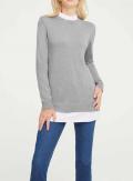 Designer-2-in-1-Pullover grau-melange