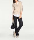 Designer-2-in-1-Pullover mit Seide beige-weiß