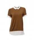 Designer-2-in-1-Shirt mit Chiffon-Einsätzen camel