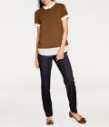 Designer-2-in-1-Shirt mit Chiffon-Einsätzen camel