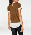 Designer-2-in-1-Shirt mit Chiffon-Einsätzen camel