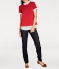Designer-2-in-1-Shirt mit Chiffon-Einsätzen rot