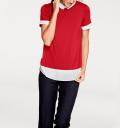 Designer-2-in-1-Shirt mit Chiffon-Einsätzen rot