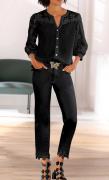 Designer-5-Pocket-Jeans mit Spitze schwarz