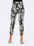Designer-7/8-Druck-Stretchhhose schwarz-ecru