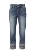 Designer-7/8 Jeans mit Stickerei blau