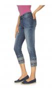 Designer-7/8 Jeans mit Stickerei blau