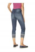 Designer-7/8 Jeans mit Stickerei blau