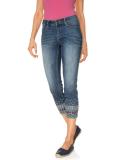 Designer-7/8 Jeans mit Stickerei blau