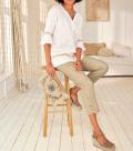 Designer-7/8-Lammnappaleder-Hose beige