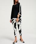 Designer-7/8-Stretch-Druckhose schwarz-ecru