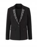 Designer-Abend-Stretchblazer mit Perlen schwarz