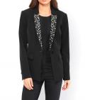 Designer-Abend-Stretchblazer mit Perlen schwarz