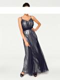 Designer-Abendkleid mit Pailletten nachtblau