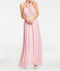 Designer-Abendkleid mit Perlen-Stickerei rosé