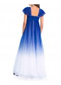 Designer-Abendkleid mit Strass blau