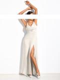 Designer-Abendkleid mit Strass creme