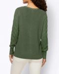 Designer-Ajour-Strickjacke khaki