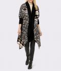 Designer-Animal-Dessin-Strickjacke schwarz-camel