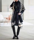 Designer-Animal-Dessin-Strickjacke schwarz-camel
