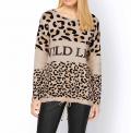 Designer-Animaldruck-Pullover schwarz-camel