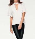 Designer-Bluse mit Cut-Out offwhite