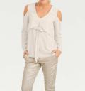Designer-Bluse mit Cut-Outs offwhite