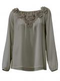 Designer-Bluse mit Häkelspitze taupe