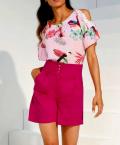 Designer-Bluse mit Pailletten puder-bunt