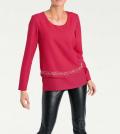 Designer-Bluse mit Perlen fuchsia