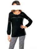 Designer-Bluse mit Perlen schwarz