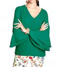 Designer-Bluse mit Volants grün