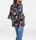 Designer-Bluse mit Volants marine-bunt