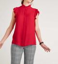 Designer-Bluse mit Volants rot