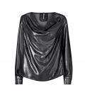 Designer-Bluse schwarz-silber