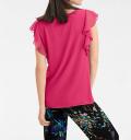 Designer-Blusenshirt mit Volants pink