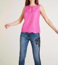 Designer-Blusentop mit Ausbrennermuster pink