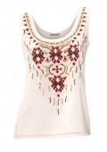 Designer-Blusentop mit Pailletten creme-bunt