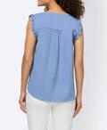 Designer-Blusentop mit Rüschen taubenblau