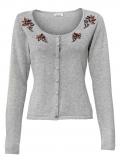 Designer-Cardigan mit Strass grau