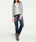 Designer-Cardigan mit Strass grau